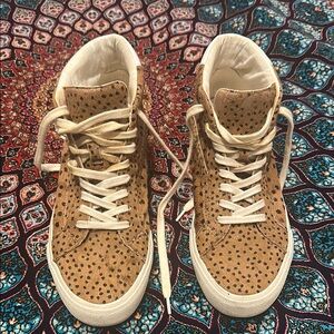 Leopard Print High-Top Sneakers